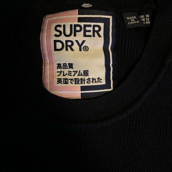 SUPERDRY knit bodycon sweater dress navy  mesh shoulder detail - Picture 2 of 6
